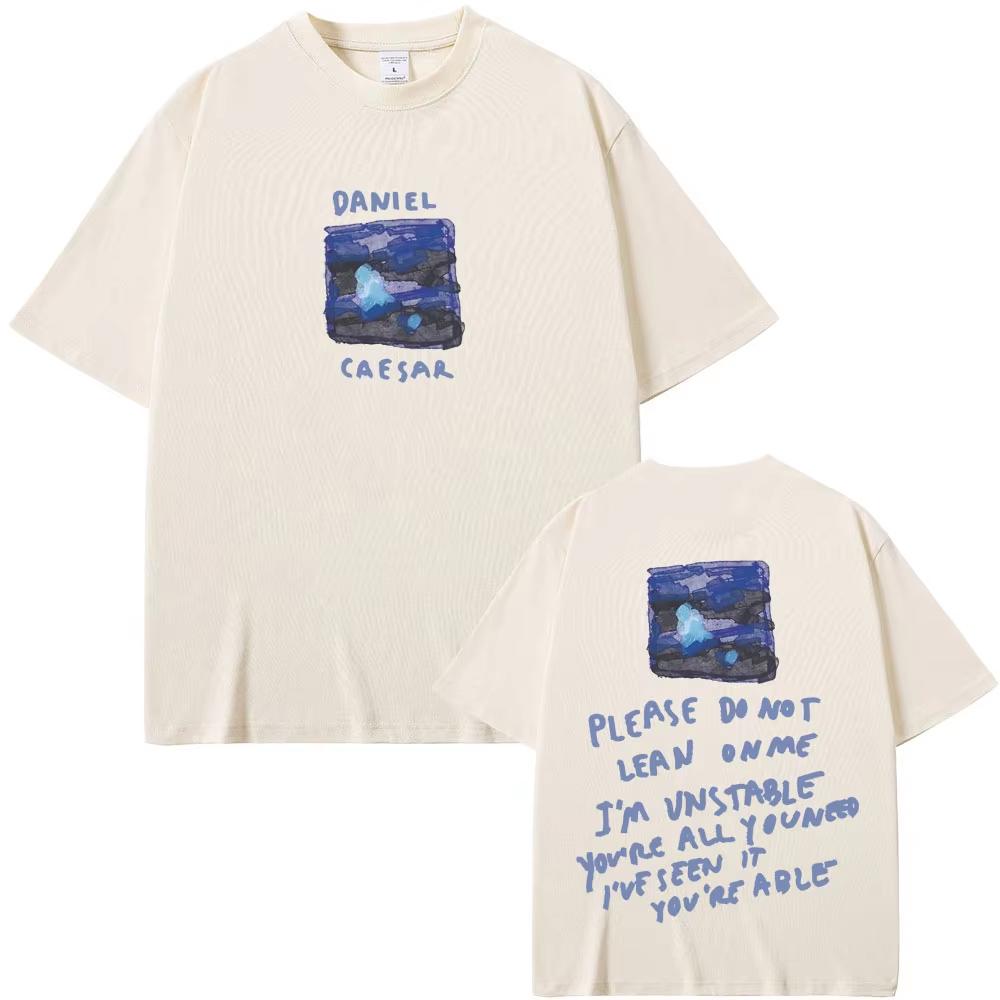 Rapparen Daniel Caesar Never Enough Please Do Not Lean on Me Grafisk T-shirt Herr Dam Hip Hop Mode Trend T-shirts Streetwear