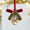 Christmas Jingle Bells Door Hanger Ornament Velvet Bow Pine Cone Bell Pendants for Christmas Decoration 2025 Christmas Gift
