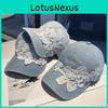 Cotton Waterwashed Baseball Cap With Flower Pattern And Adjustable Fit For Spring Summer Wear