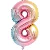 32 Inch Rainbow Gradient Number 8 Crown Balloons Set,8th Birthday Balloons for Boys and Girls, Childrens 8th Birthday Party Decorations (8)