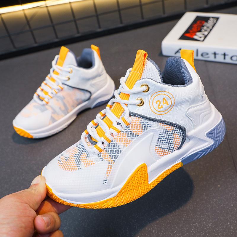 Boys' sports shoes 2025 new student basketball shoes children's mesh breathable casual shoes medium and older children's running shoes