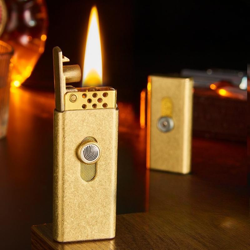High-end Creative Push-button Mechanical Automatic Ignition Metal Lighter Gift Men's Cigarette Accessory