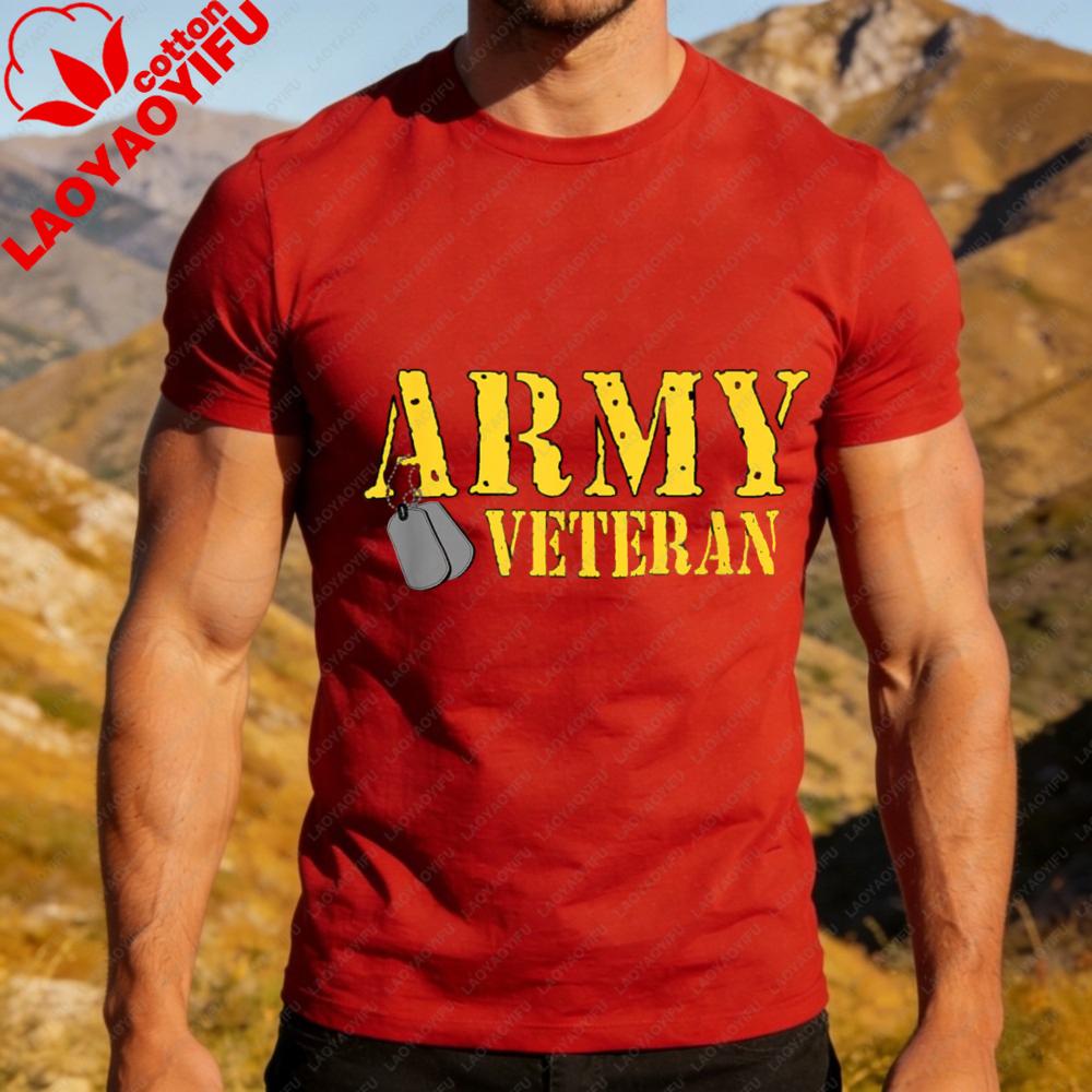 Vintage Military Pride Print Unisex Tshirt Proud Army Veteran Soft Cotton Crew Short Sleeve Casual For Patriotic Holiday Tops