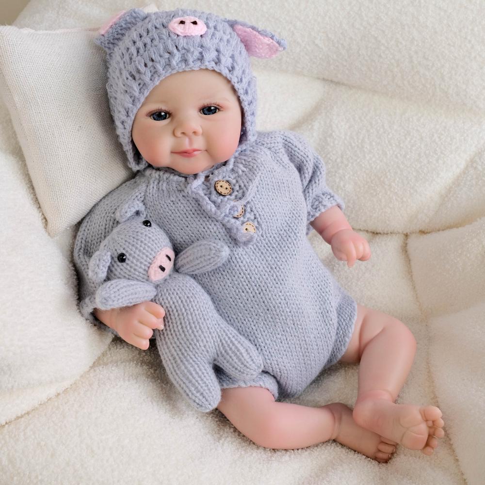 Cute 18 Inch Simulation Rebirth Doll Julietta Soft Cloth Body Newborn Babies Doll Real Like Open Eyes Pursed Lips Reborn Dolls for Kids 3+ Ages Gift