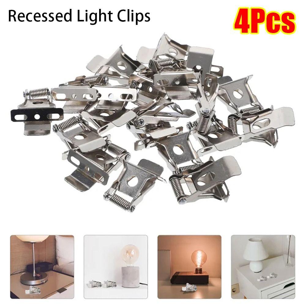 4 Bucăți Clipsuri Metalice pentru Spoturi Încastrate cu Arc cu Suport Clipsuri de Montaj Lampă Plafon Argintii cu Trei Găuri Clipsuri cu Arc pentru Montaj Iluminat