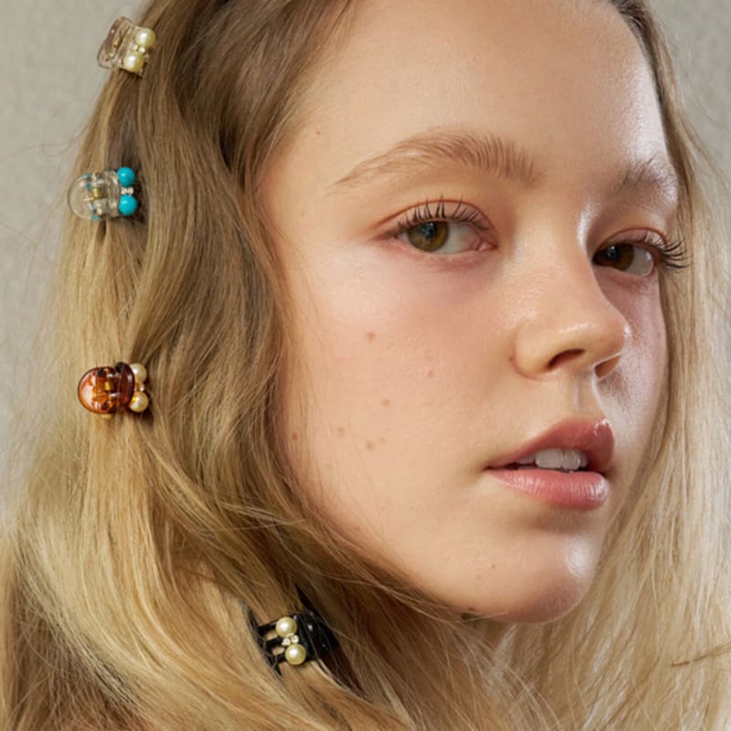 

FANTASTIC PLANET [2SET] beads ball mini hair clip (5colors) BLUE