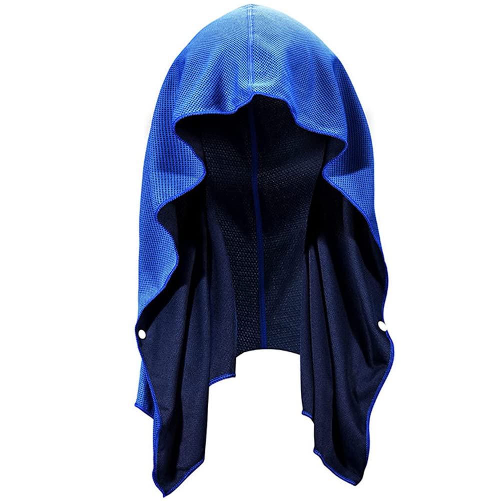 

FUPUTWO Cooling Towel with Cooling Hood, Cooling, Sweat-Absorbent, Quick-Drying, Headband, Sweat-Blocking, (Navy)