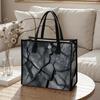 Grey Cracked Pattern Tote Bag Large Capacity Casual Handbag for Daily Outdoor Shopping Use