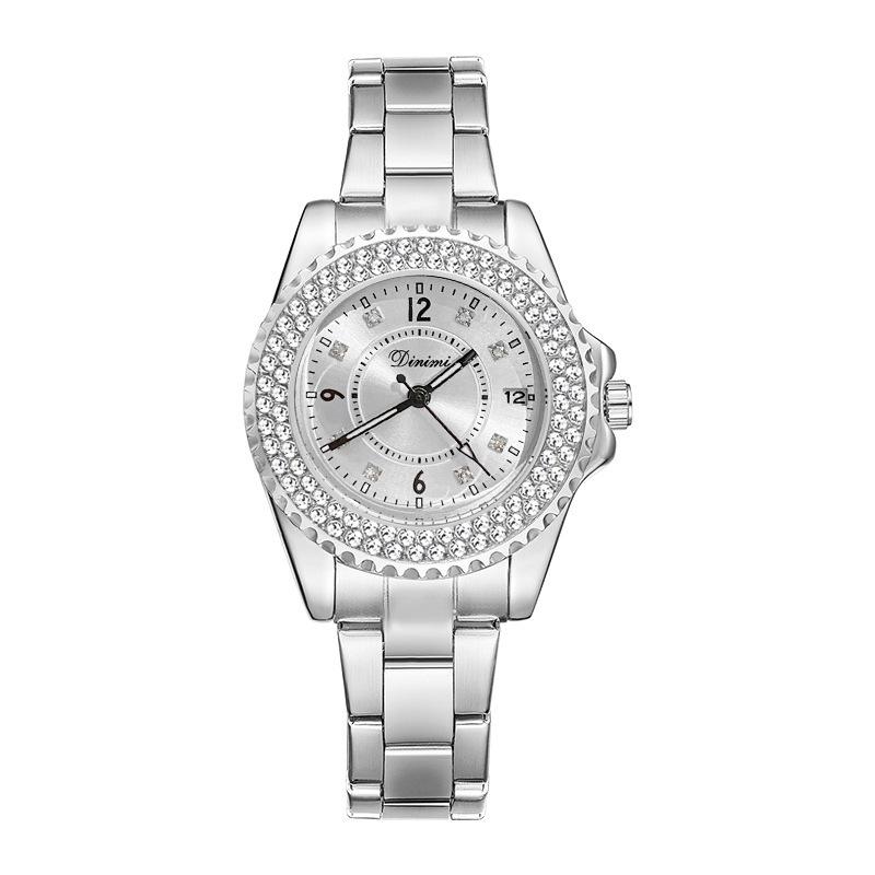 

Модные женские часы Temperament Disc Light Luxury Water Diamond British, элегантные, для ежедневных поездок на работу, со стальным ремешком