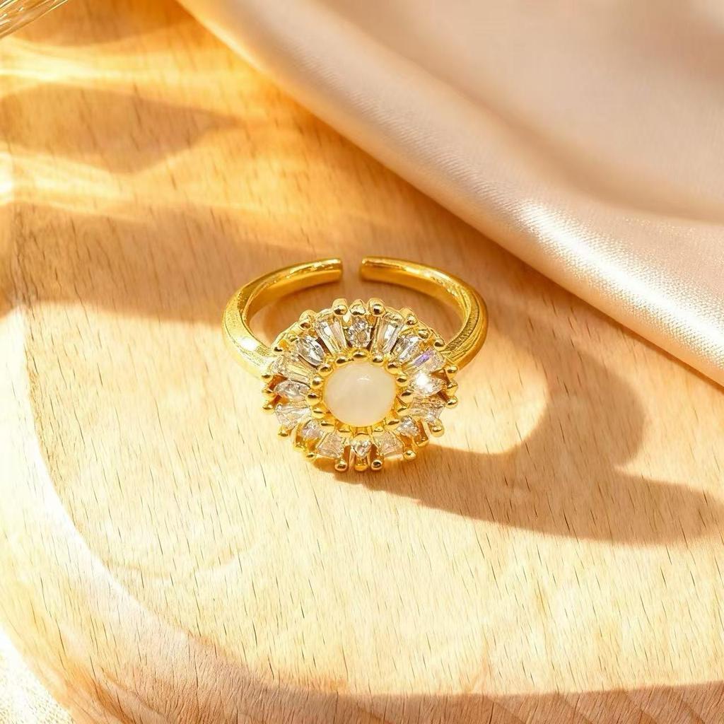 Enamel and Diamond Tulip Adjustable Gemstone Ring for Women - Durable, Non-Fading, High-End Exquisite Design