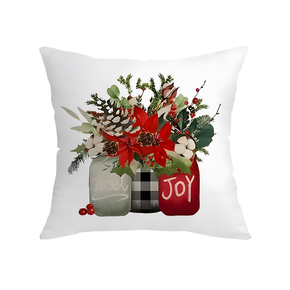 Christmas Letters Single-sided Printing New Festive Red Pillowcase Santa Claus Modern Living Room Pillowcase