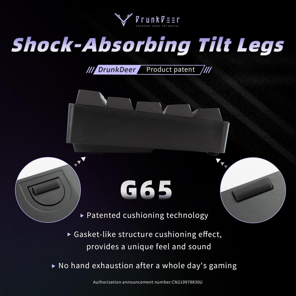 DrunkDeer G65 eSports Gaming Rapid Trigger Keyboard Hall Effect Switches Magnetic Switches Last Win Release Dual Trigger Modes Adjustable Black