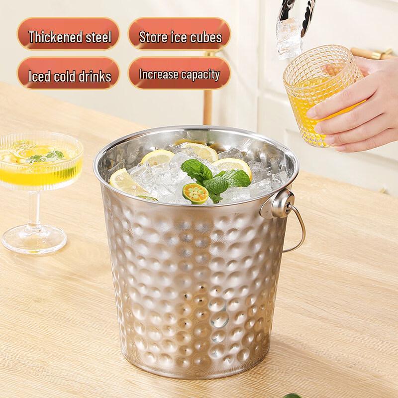 ZISIZ Stainless Steel Hammered Ice Bucket
