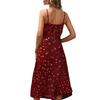 Women Summer Floral Midi Dresses Casual Spaghetti Strap Sleeveless Ruched Split Slit Long Dresses