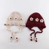 Floral Pattern Earflap Hat Thick Warm Lining Infant Ear Protection Cap  For Baby Girls