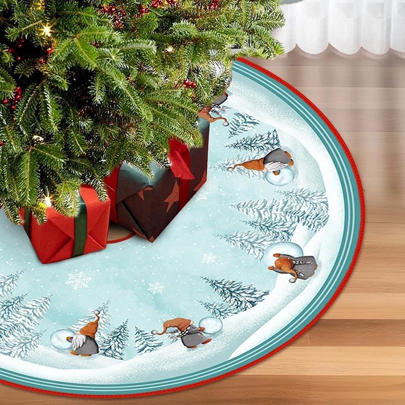 Weihnachtsbaumdecke Rund Große Größe Mehrere Muster Weihnachtsmann Rentier Schneeflocken Design für Weihnachten Heimdekoration