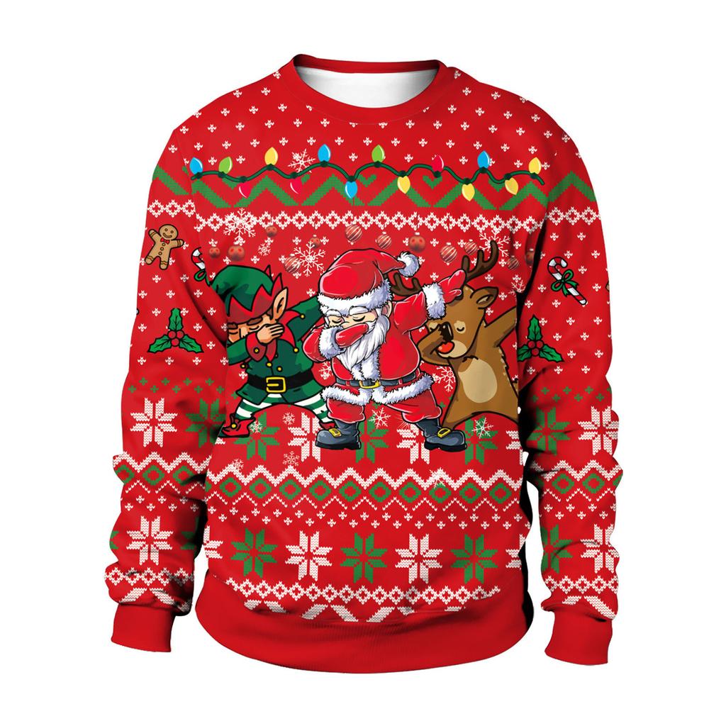 Kerstsweatshirts voor heren, uniseks nieuwigheid, lange mouwen, ronde hals, kersttrui, lelijke kersttrui, elf, warme trui, top voor sport en werkkleding, vakantiefeest, Blauw, S
