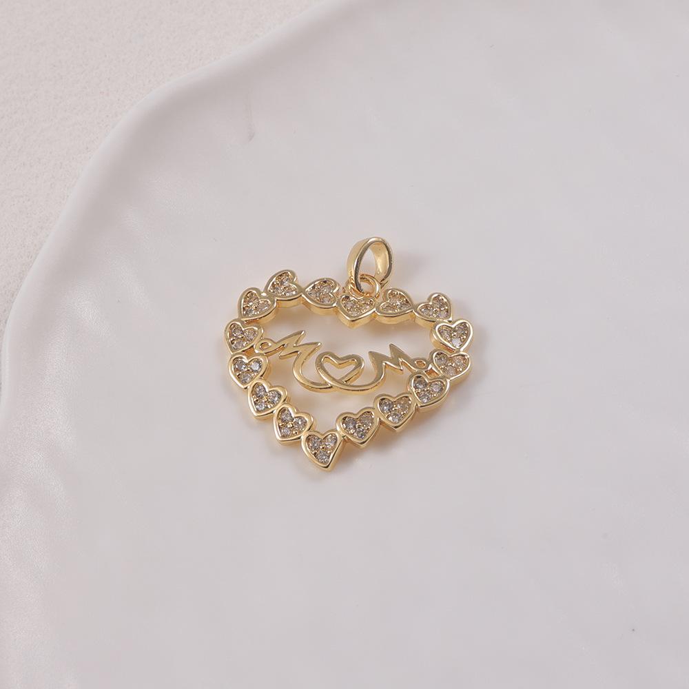 MAMA Heart Pendant Necklace with Micro-Inlaid Diamonds - Women's DIY Jewelry Accessory