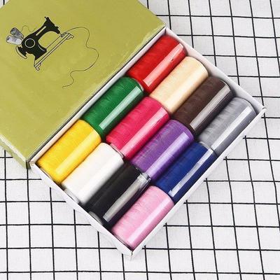 Sewing Thread Kit 12 Color Home Sewing Thread Boxed with Colored Polyester Sewing Thread for Hand Sewing and Embroidery