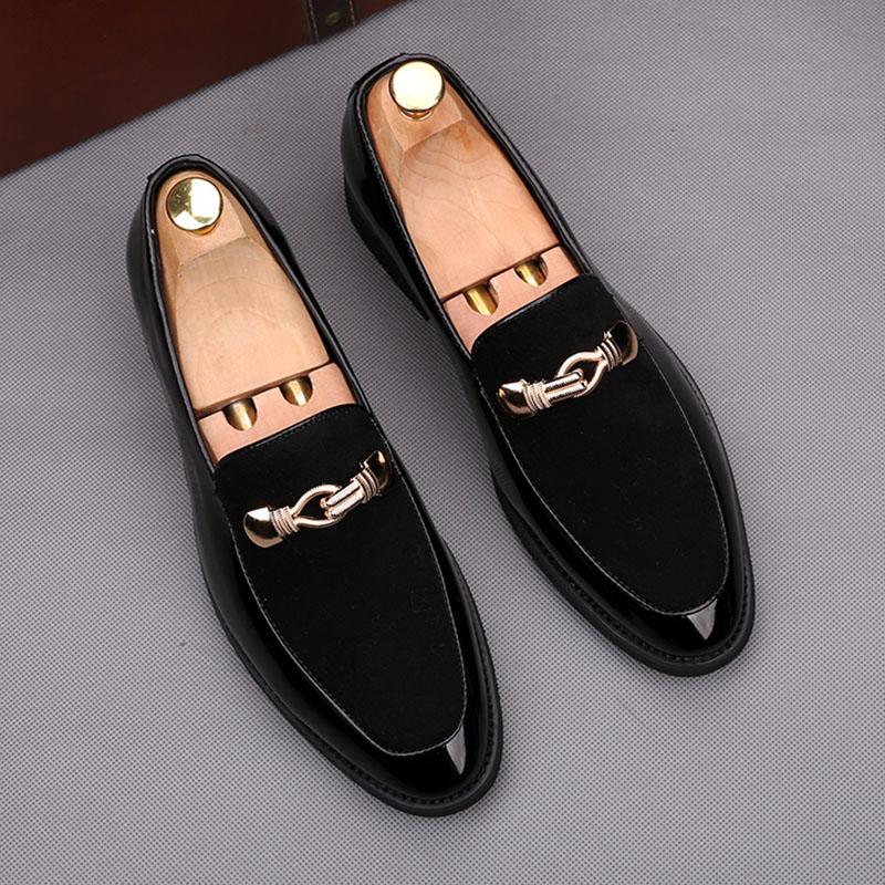Luxury Men Suede Patchwork Metal Buckle Casual Shoes Male Lace Up Flats Brogues Homecoming Wedding Dress Prom Zapatillas Hombre