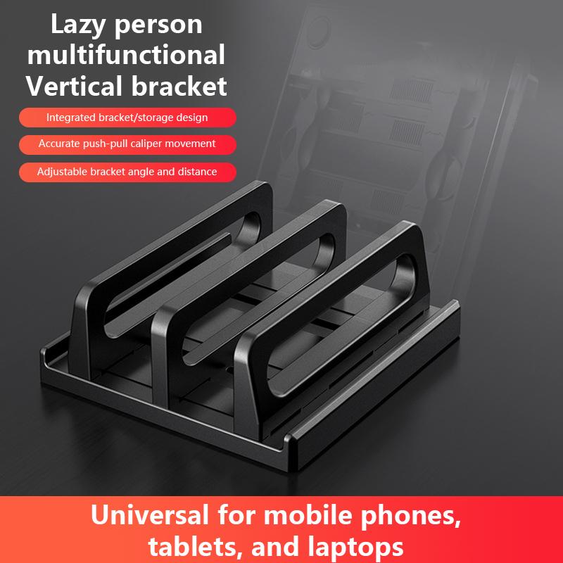 Dual-Slot Adjustable Vertical Laptop Stand Abs Plastic 4In1 Design Space-Saving For Macbook Chromebook Surface Hp Dell Book Ipad