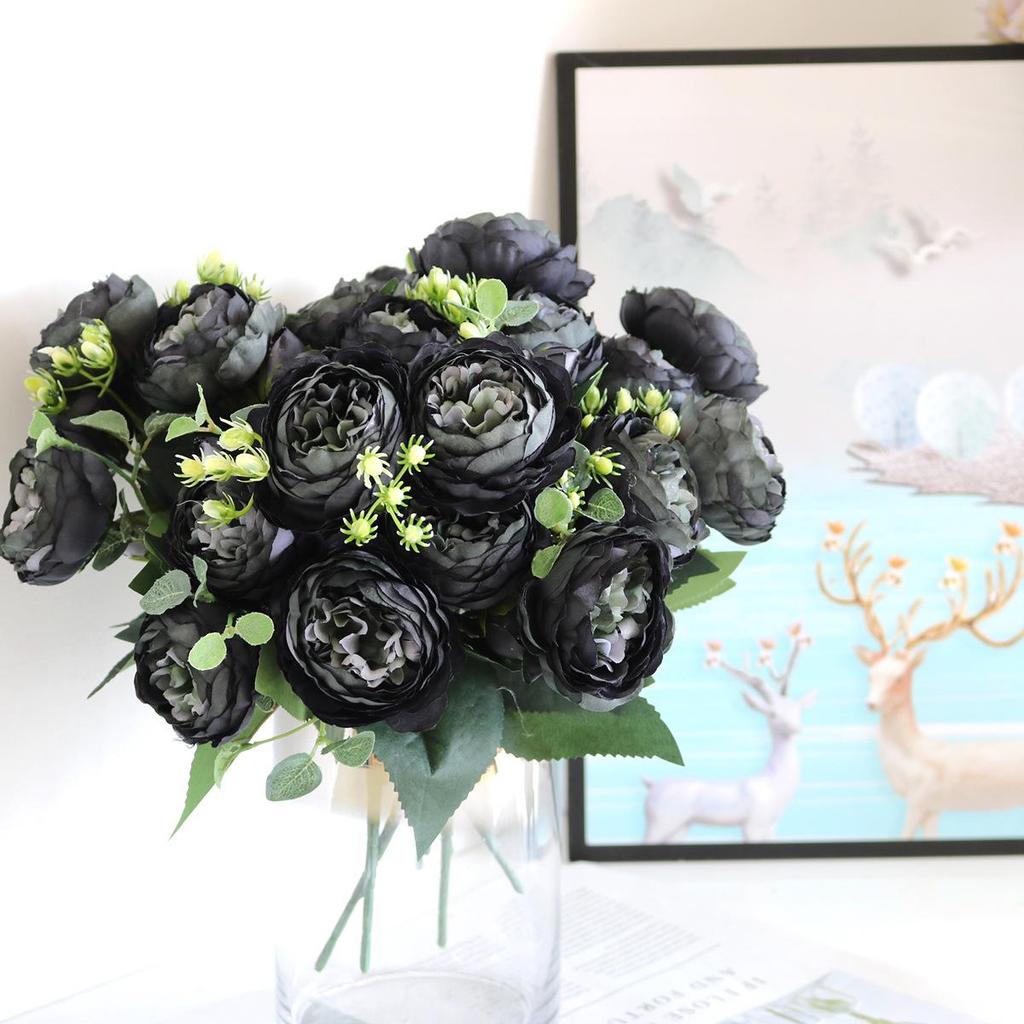Korean Style Artificial Bouquet: 5-Head Rose & Peony for Home or Wedding Decor