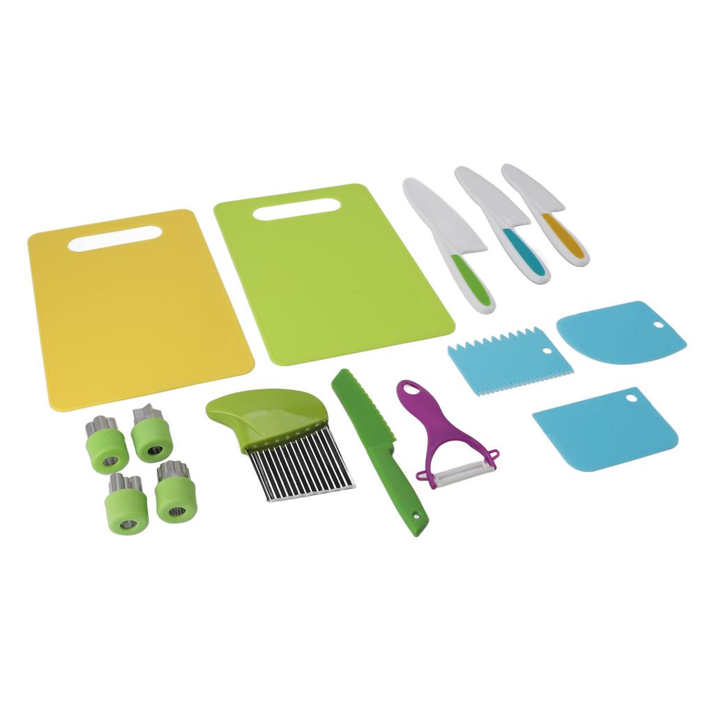 Kids Kitchen Knife Set Crinkle Cutter Peeler Slicers Sandwich Cutter Cutting Board Montessori Kitchen Tools for Real