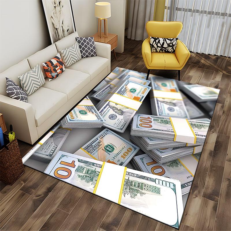 Stacks of Money Print Carpet Suitable As a Non-slip Mat for the Living Room or Bedroom Sofa