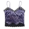 GMXIA Summer Sexy Spice Patchwork Top for Women Dark Wind Velvet Lace Lace Camisole