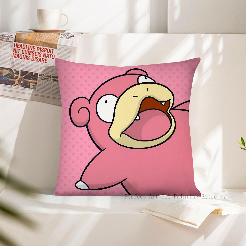 MINISO Pokemon Slowpoke Cute Pillow Case Fashion Square Pillowcase Bedroom Sofa Room Ins Decoration Leisure Cushion Cover