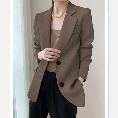 Spring and Autumn New Blazer, High-end Casual Design, Small Suit, Solid Color Top Woman