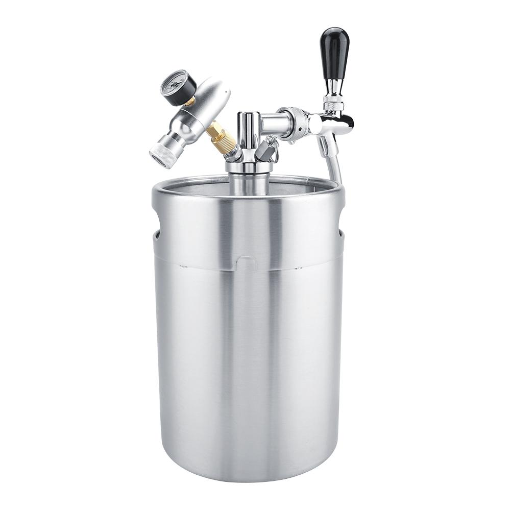 5L   Stainless Steel Keg with Faucet Pressurized Home Brewing Craft Beer Dispenser Set