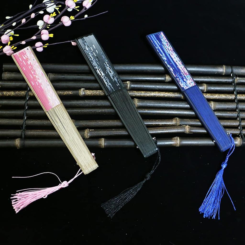 Jinchuan Folding Fan with Fan Bag and Gift Japanese Style Silk Folding Fan with Japanese Cherry and Butterfly Kimono for Women and Gift Blue Women's