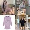 Korean Casual Hoodie Dress With Wrinkled Pencil Skirt Style For Autumn Women
