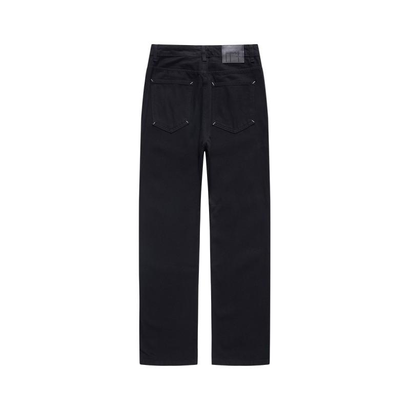 Basic Black Denim Jeans Men Women Loose Straight Fit Couple Casual Pants