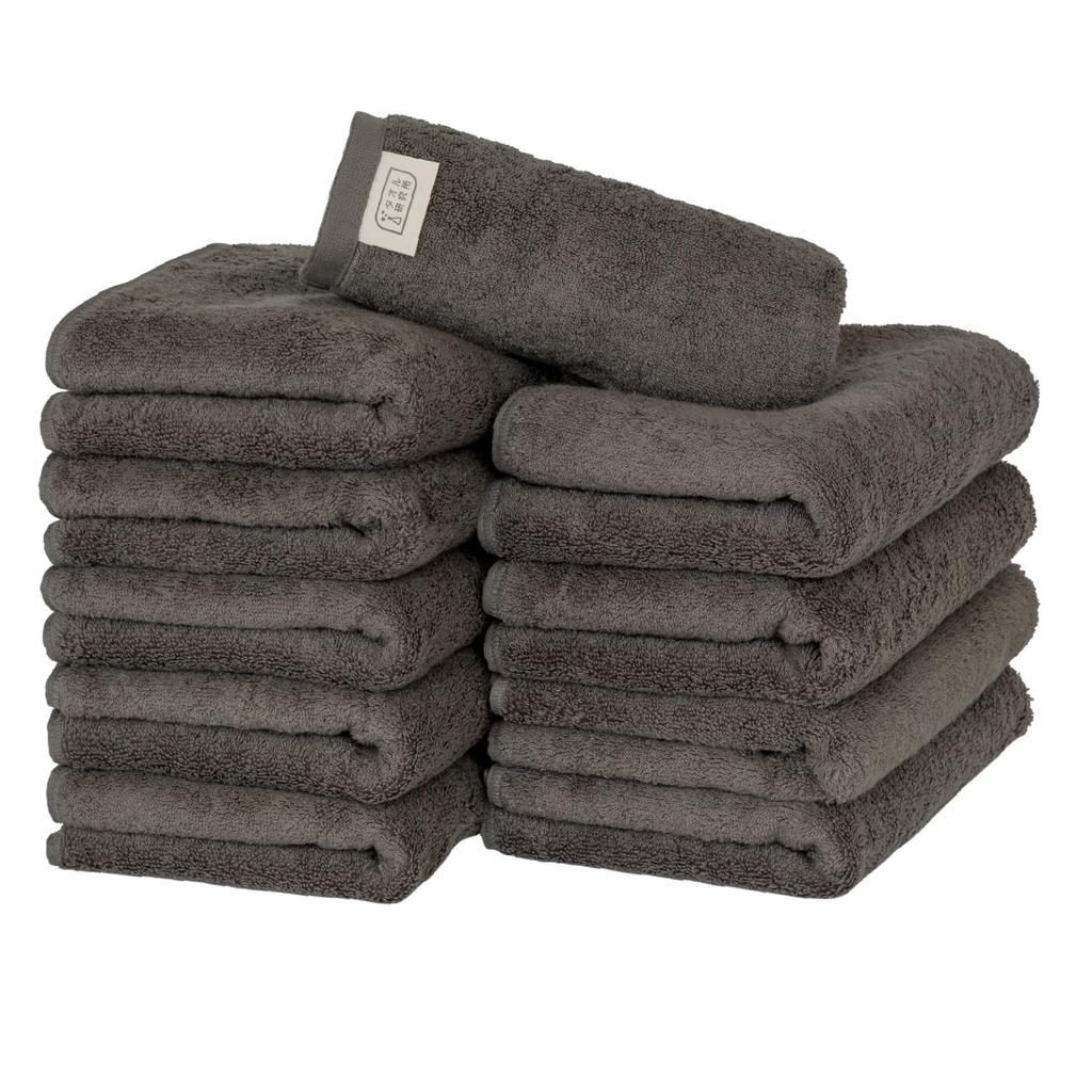 Towel Laboratory Face Charcoal Set of JapanTechnology [Volume Rich] #003 Towels, Gray, 10, Hotel-Grade, Thick, Fluffy, High-Breathability,
