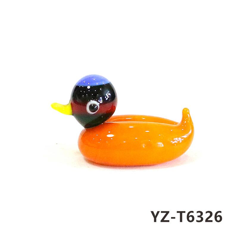 Colorful Cute Glass Duck Mini Figurine Craft Ornament Easter Animal Tiny Statues Home Table Micro Fairy Garden Decor Accessories