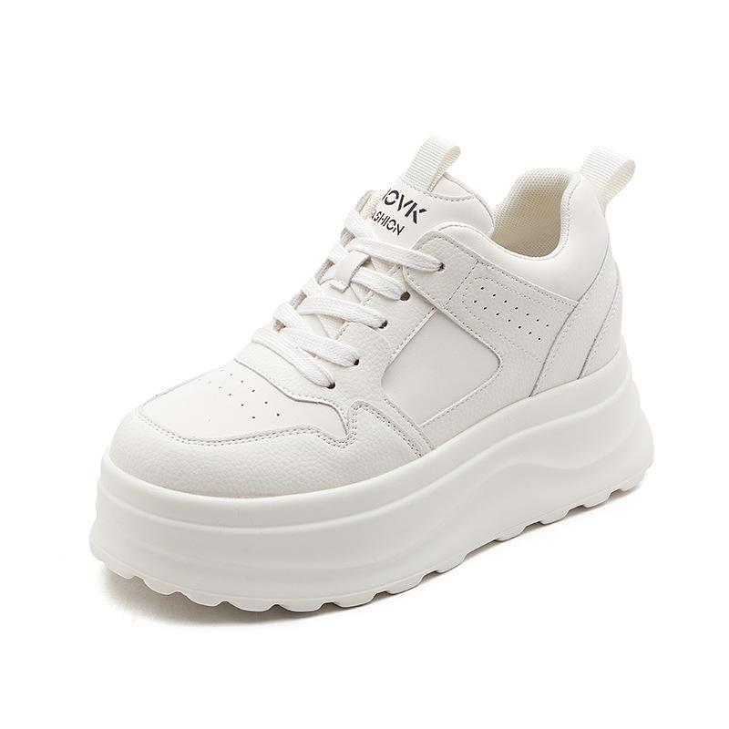 Leather little white shoes women's fashion autumn and winter platform sports board shoes trend round head casual women's shoes versatile shoes