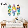 Beach Party Wall Decoration 3Pcs Wooden Surfboard Decor, Tropical Ocean Theme Hanging Sign, Coastal Style Home Accents for Living Room Bedroom Office