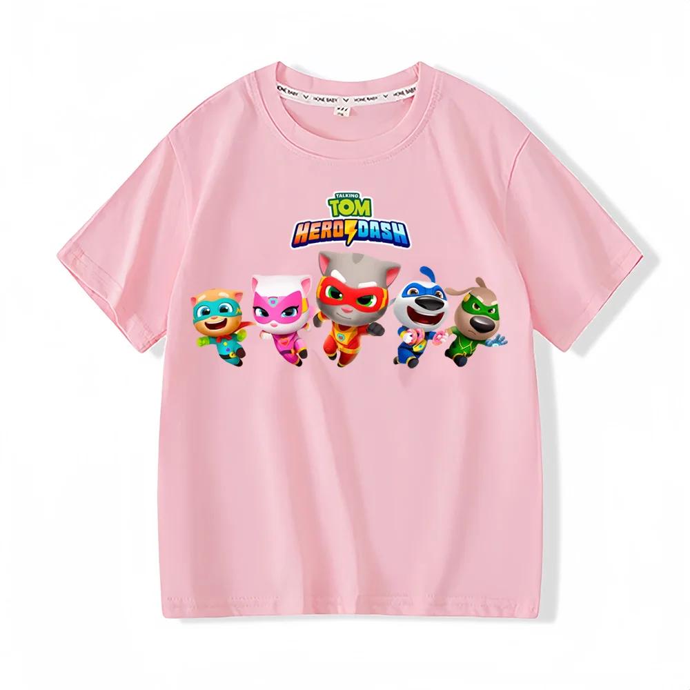 Koszulka Anime Talking Tom Lato Dzieci 100% bawełna Koszulka Śliczny Kreskówkowy Chłopiec Dziewczynka Top Niemowlę Maluch Krótki Rękaw ubrania dla dzieci