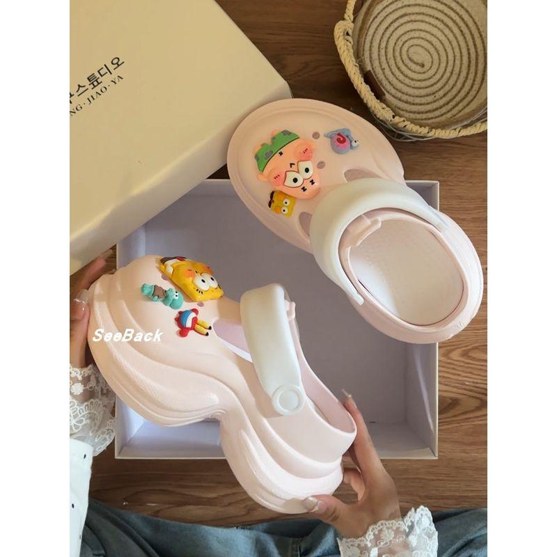 

Sponge Baby Cartoon Hole Shoes 2025 Summer New Arrival Thick Sole Height Increasing Non-Slip Deodorizing Filter Soft Bottom Slippers Pink (bag) 34