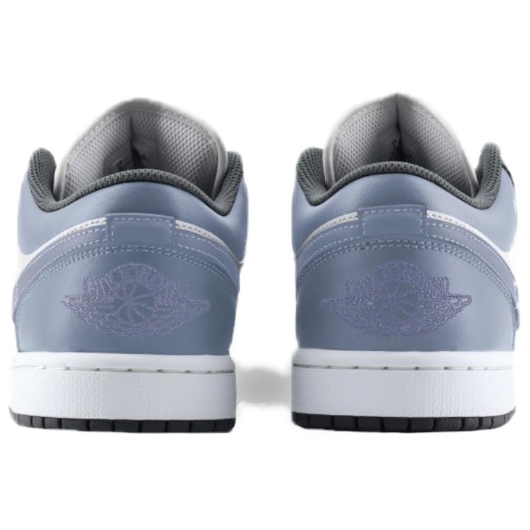 Jordan Air Jordan 1 Resistente a la abrasión Resistente a la abrasión Zapatillas de baloncesto de caña baja Vintage Unisex Gris claro Azul 553558-044(Equipo1020-)