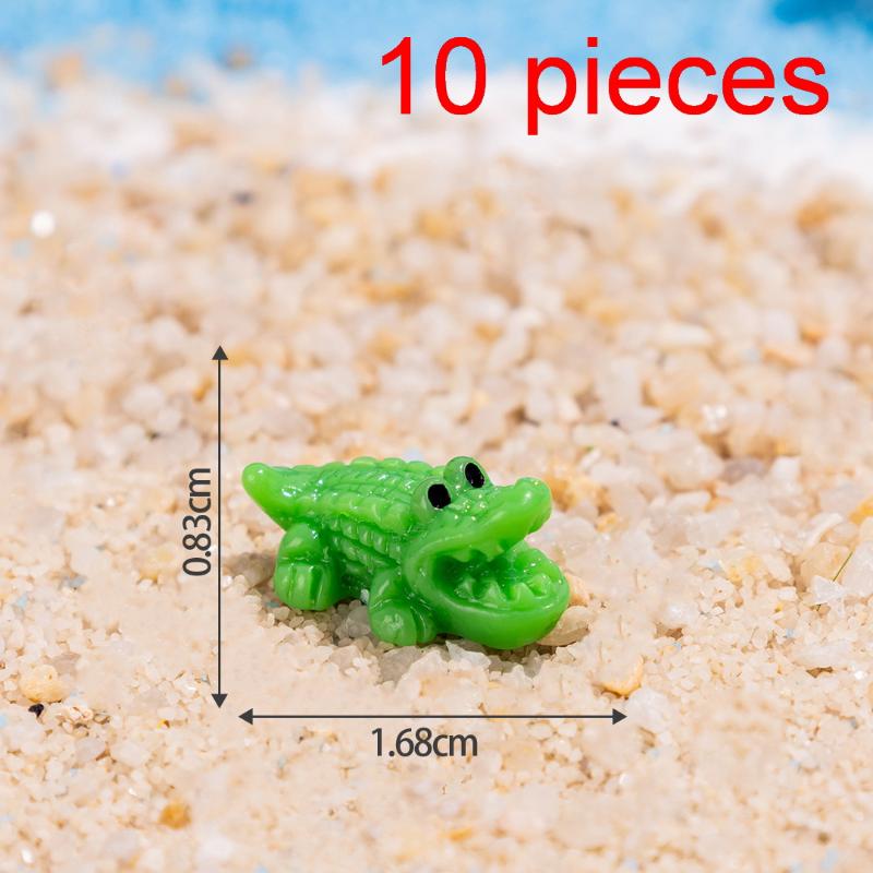 10/50Pcs Mini Crocodile Resin Figurine Cute Animal Micro Landscape Ornament Diy Craft Accessory For Desktop Bonsai Decoration