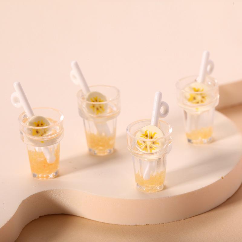 Mini Luminous Fruit Straw Cup Keychain Pendant - Cute Jewelry Accessory