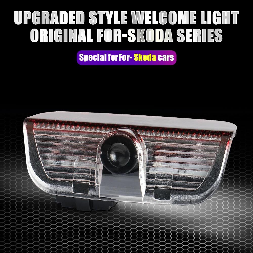 2025 New Car Door Welcome Light Laser Projector Logo 3D HD LED Welcome Light Car Decoration Accessories For Skoda Superb 2009 20
