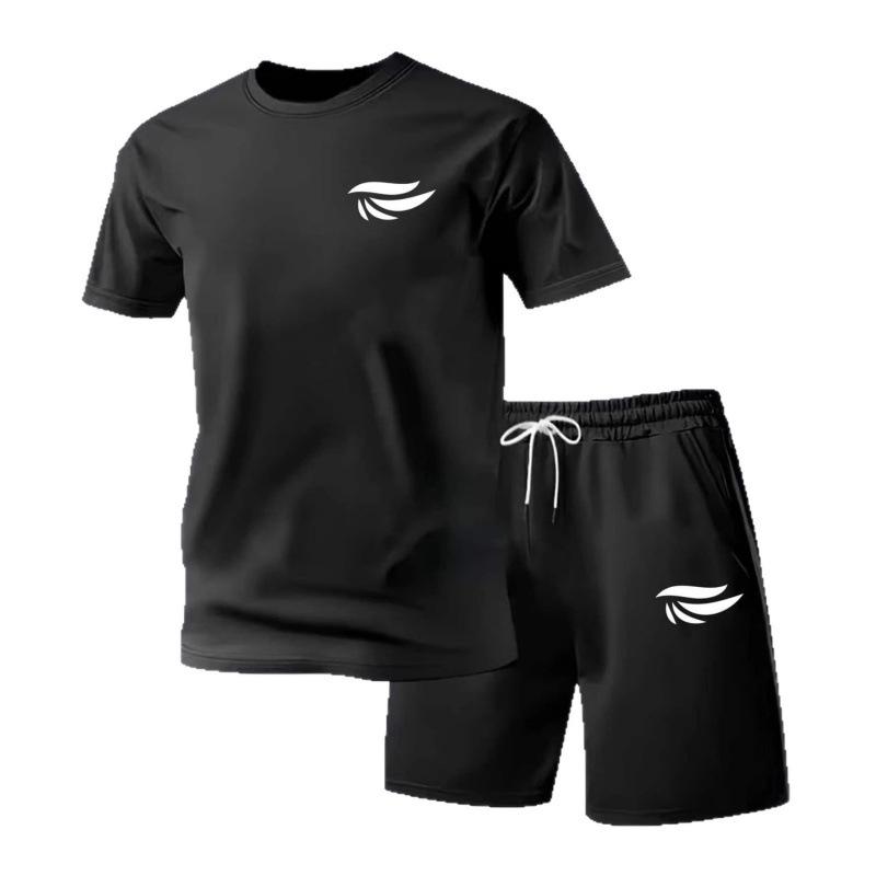 Summer Mesh Short Sleeve Ice Silk Men's Suit: Quick-Drying T-Shirt & Trendy Running Shorts Set