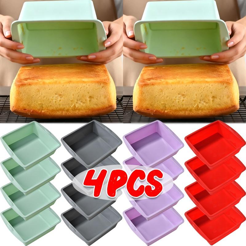 4/1 Stück Silikon-Kuchenform zum Backen, Antihaft-Quadratische Kuchenplatte, Toastform für DIY, Haushaltsküche, Backblech, 5 Farben