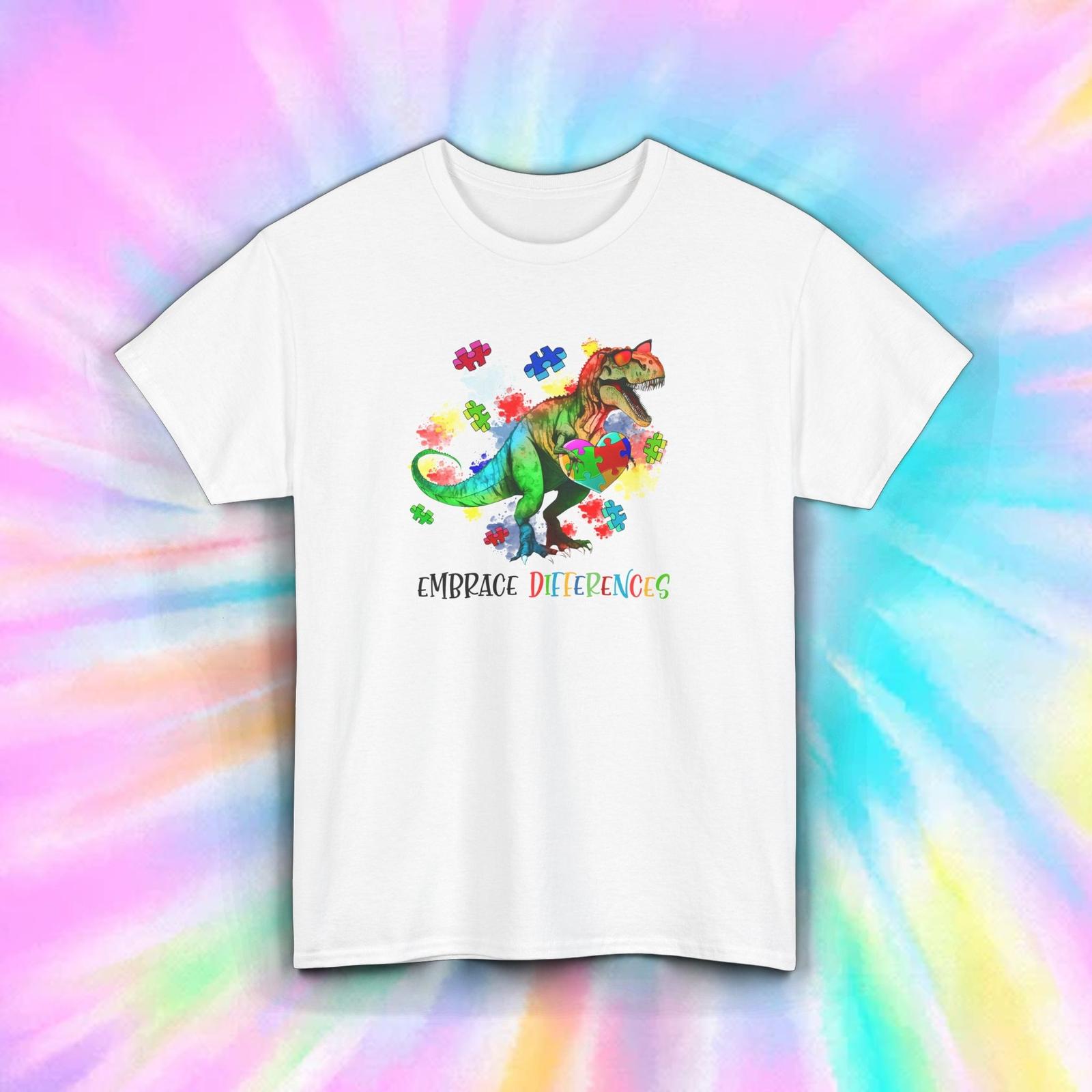 Autism Awareness Shirt Dinosaur Puzzle Pieces Embrace Differences S-5XL 2XL