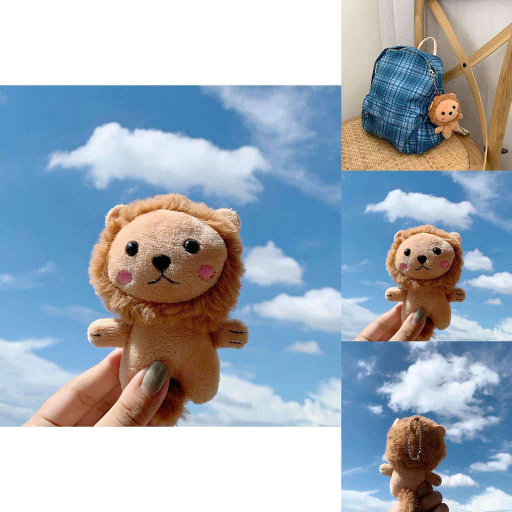 Adorable Shy Lion Plush Keychain Cute Animal Bag Charm Soft Toy For Backpack