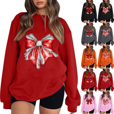 Women's Casual Round Neck Long Sleeved Pullover,Christmas  Printed Top, Long Sleeved Hoodie